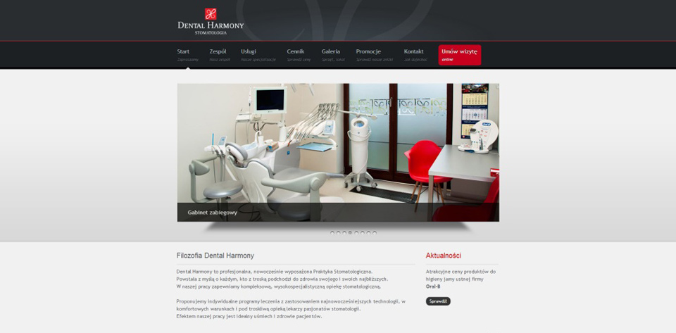 Strona internetowa Kliniki Stomatologicznej Dental Harmony